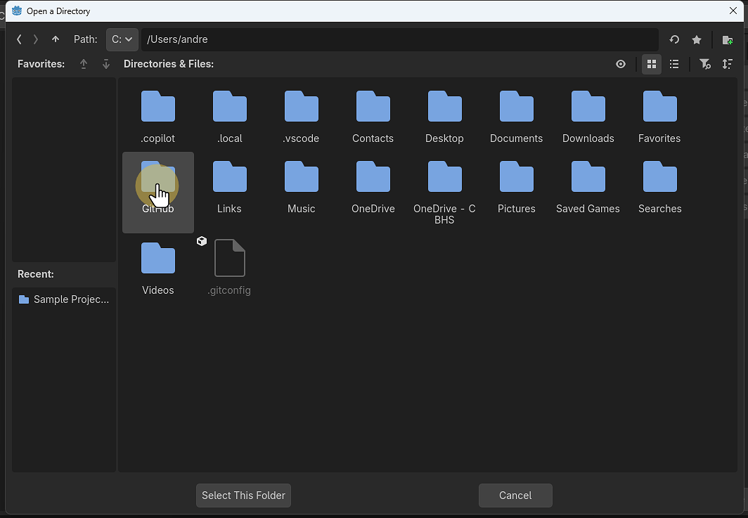 Click ^ and go to users \ username \ GitHub