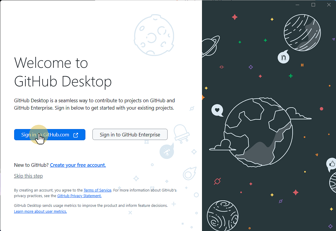 Return to GitHub Desktop