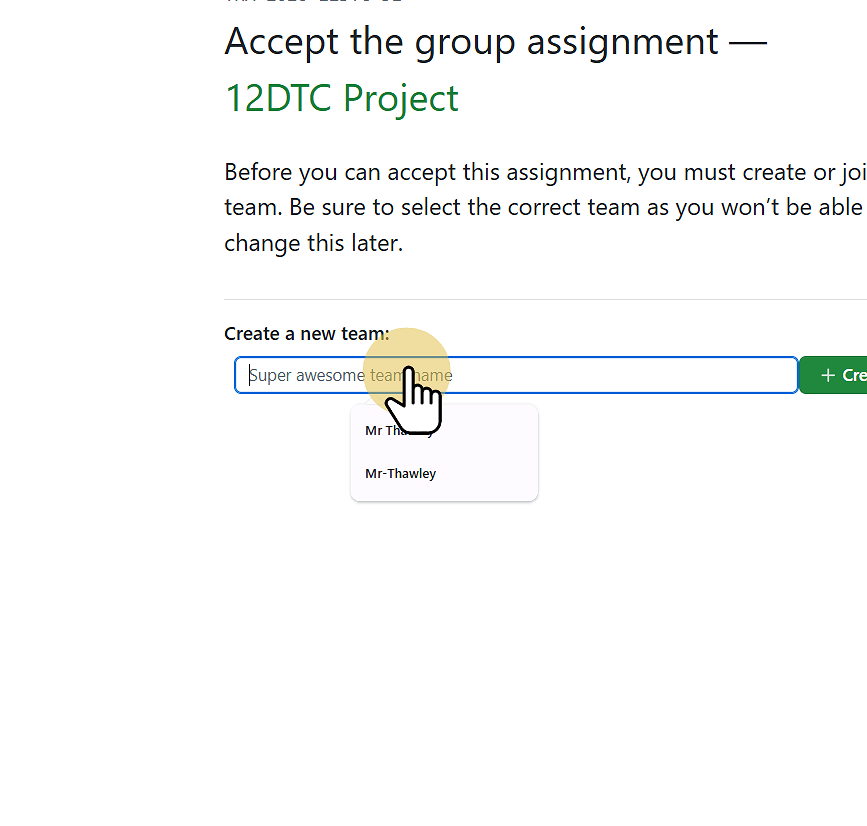 Enter a name for your team