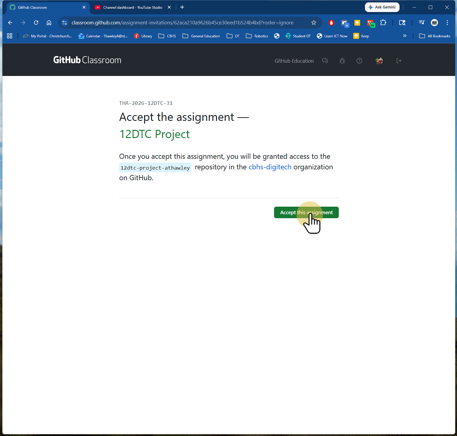 Click accept the assignment