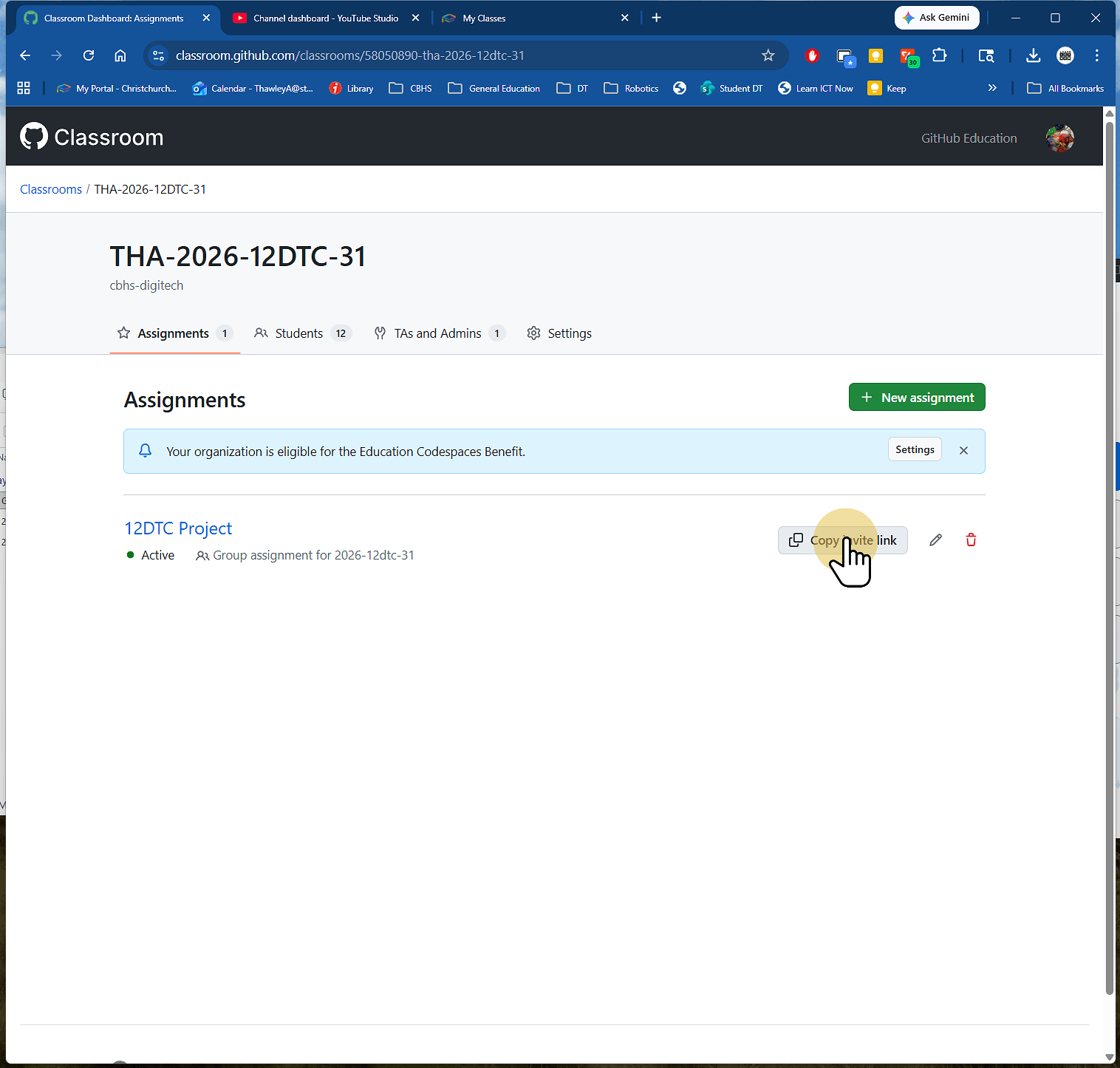 You can also go into the assgnment and copy the invite link tio send it to students