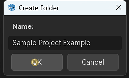 Use the create folder icon in the top left to make a folder for your project