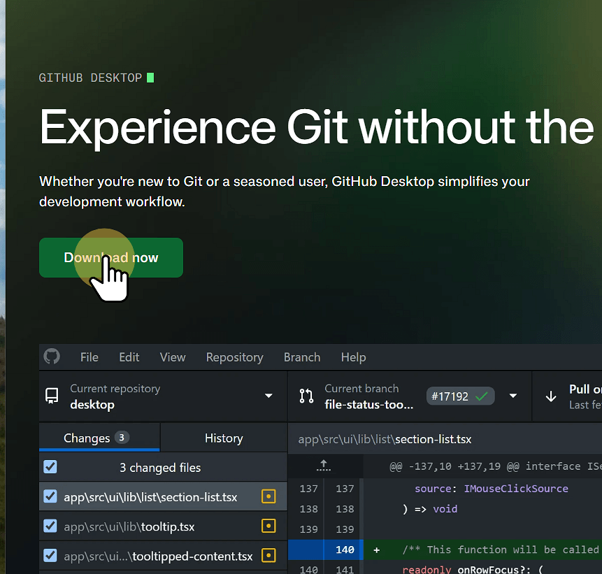 Go to desktop.githublcom
