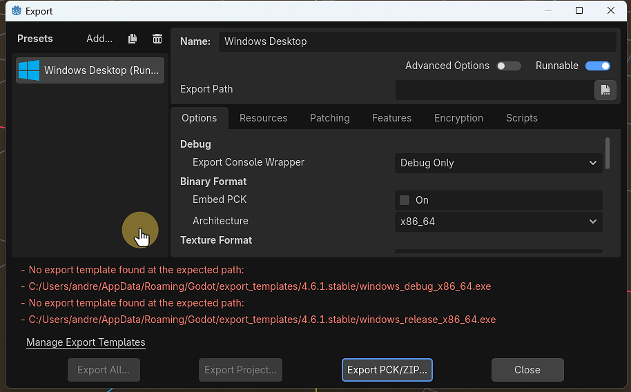 Click Manage Export Templates