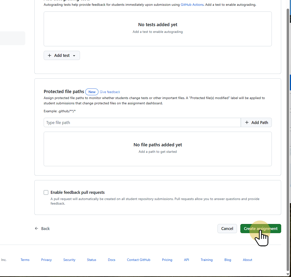 Click Create Assignment                                                                             