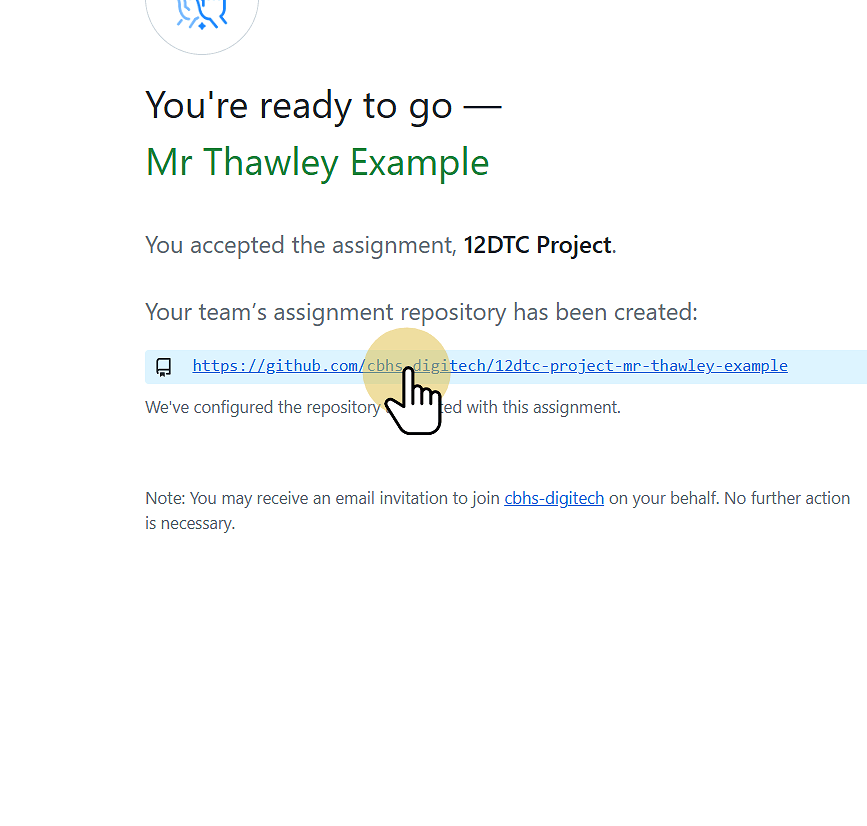 Click the assignment repository to open the repository