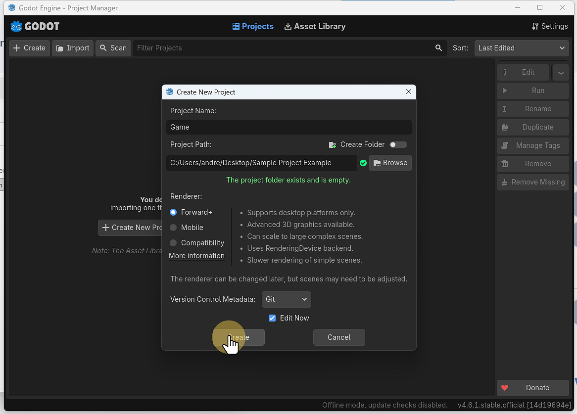 Name the project and click Create