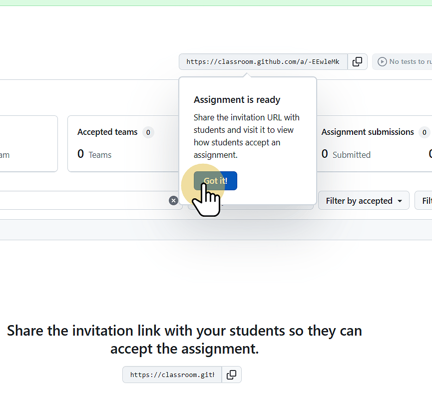 Copy this link and send it to the students.