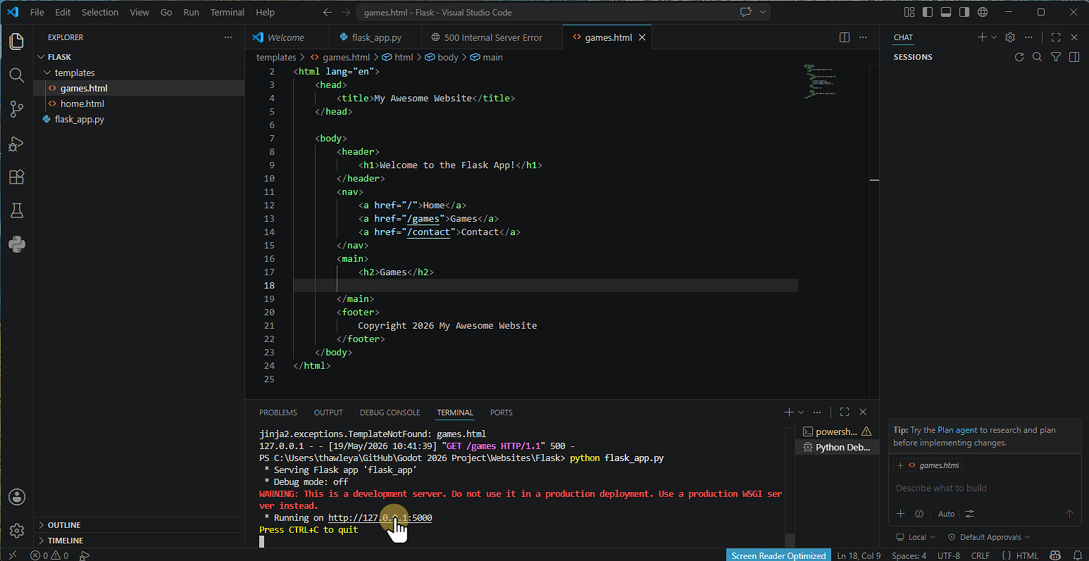 Create games.html
