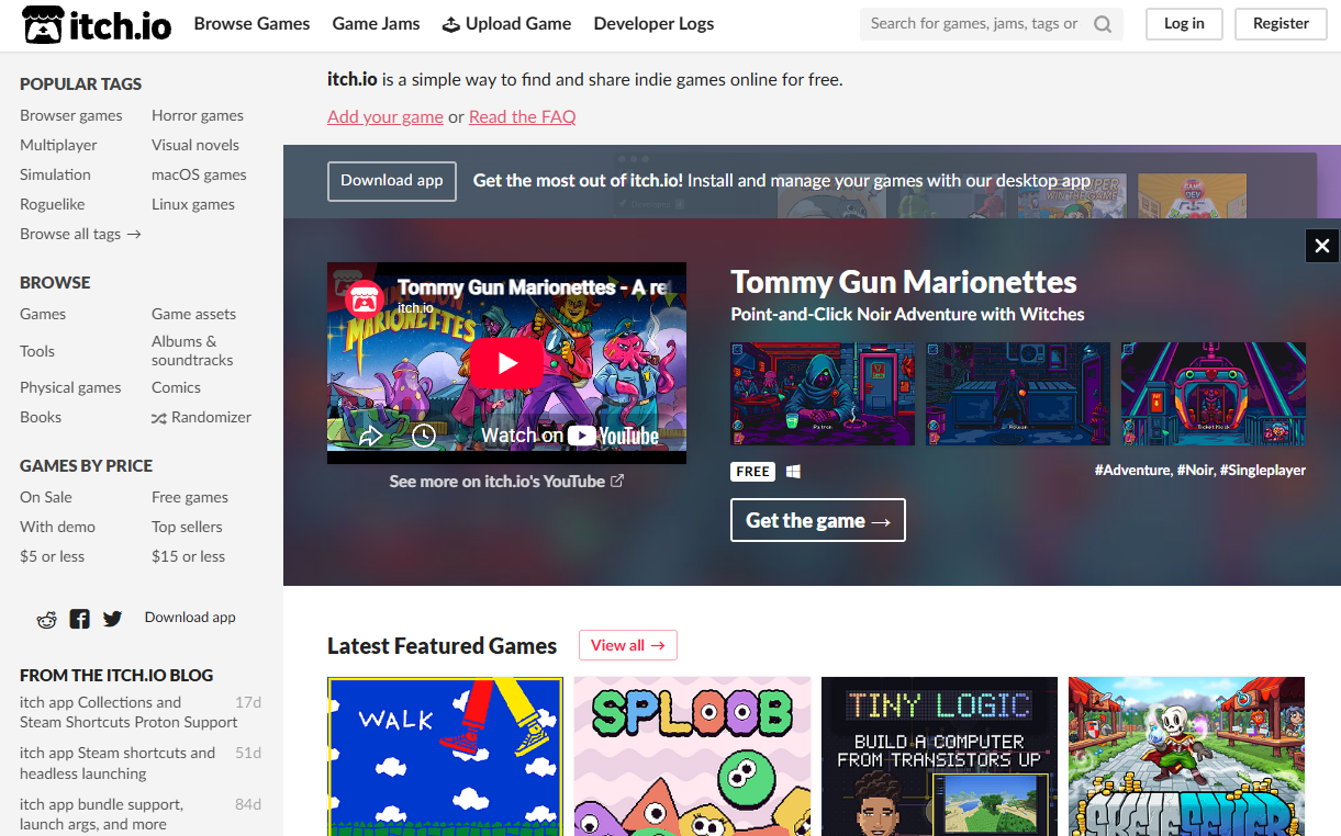 Creating a new project on itch.io